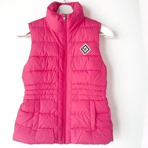 Hollister Puffer Vest "Pacific Coast" Pink with White Sherpa Lining Size XS NWT